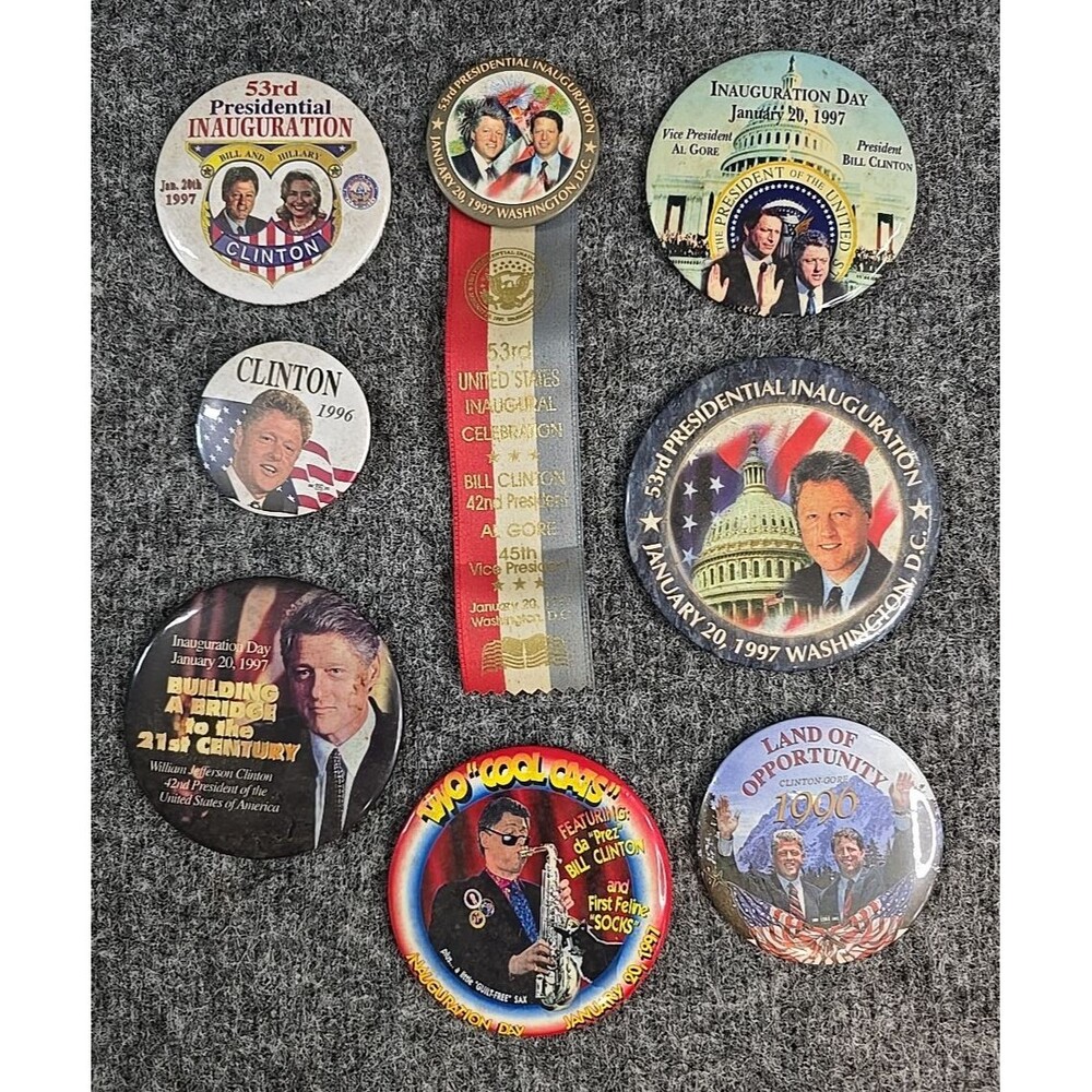 Vintage PRESIDENT BILL CLINTON Pinback Pin Button Badge Lot 90s Democrat